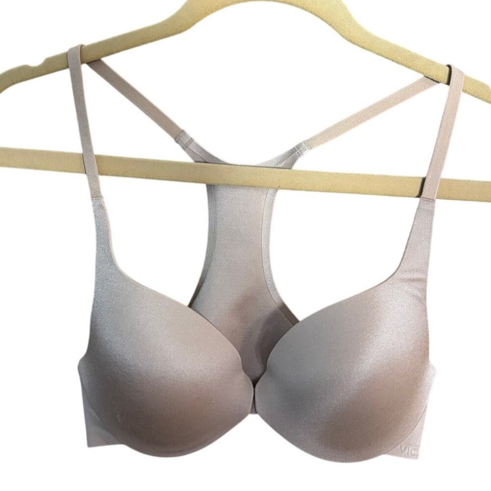 Victoria's Secret Racerback Demi Bra 34B Nude Beige T-Shirt Bra Wireless Smooth